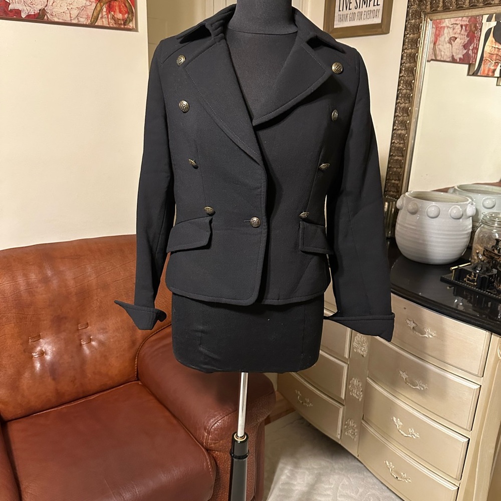 TALBOTS ESTABLISHED MILITARY STYLE 💯 WOOL FLATTERING FIT POCKETS WOMEN’S BLAZER